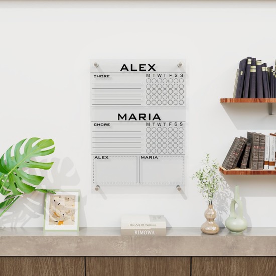 Personalized Acrylic Chore Chart, Custom Dry Erase Family Calendar Board for Home, Acrylic Wall Board for Family Task, Family Command Center Personalized Acrylic Chore Chart, Custom Dry Erase Family Calendar Board for Home, Acrylic Wall Board for Family Task, Family Command Center