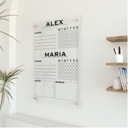 Personalized Acrylic Chore Chart, Custom Dry Erase Family Calendar Board for Home, Acrylic Wall Board for Family Task, Family Command Center