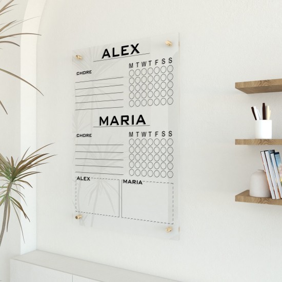 Personalized Acrylic Chore Chart, Custom Dry Erase Family Calendar Board for Home, Acrylic Wall Board for Family Task, Family Command Center Personalized Acrylic Chore Chart, Custom Dry Erase Family Calendar Board for Home, Acrylic Wall Board for Family Task, Family Command Center