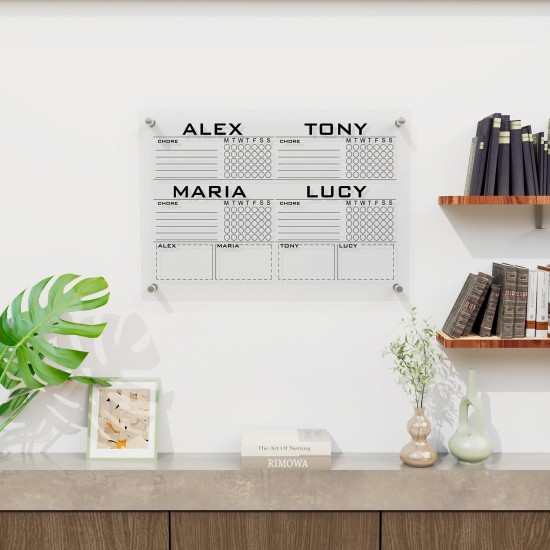 Personalized Acrylic Chore Chart, Custom Dry Erase Family Calendar Board for Home, Acrylic Wall Board for Family Task, Family Command Center Personalized Acrylic Chore Chart, Custom Dry Erase Family Calendar Board for Home, Acrylic Wall Board for Family Task, Family Command Center
