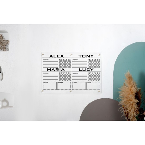 Personalized Acrylic Chore Chart, Custom Dry Erase Family Calendar Board for Home, Acrylic Wall Board for Family Task, Family Command Center Personalized Acrylic Chore Chart, Custom Dry Erase Family Calendar Board for Home, Acrylic Wall Board for Family Task, Family Command Center