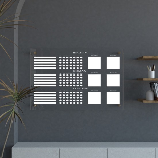 Personalized Acrylic Chore Chart, Custom Dry Erase Family Calendar Board for Kids, Acrylic Wall Board for Family Task, Organization Display