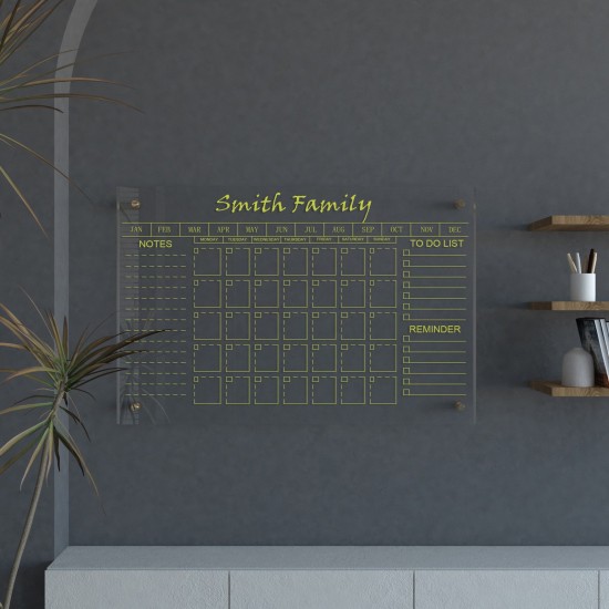 Personalized Acrylic Monthly Wall Calendar, Large Dry Erase Planner for Family, Acrylic Wall Planner, Monthly Family Planner Personalized Acrylic Monthly Wall Calendar, Large Dry Erase Planner for Family, Acrylic Wall Planner, Monthly Family Planner