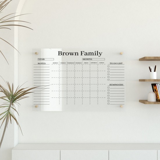 Personalized Monthly Calendar, Monthly Family Planner Acrylic Wall Planner Monthly Dry Erase Planner Custom Acrylic Planner Gold Text Option Personalized Monthly Calendar, Monthly Family Planner Acrylic Wall Planner Monthly Dry Erase Planner Custom Acrylic Planner Gold Text Option