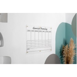 Personalized Gold Text Acrylic Calendar, Family Command Center, Dry Erase Planner, Weekly Family Planner