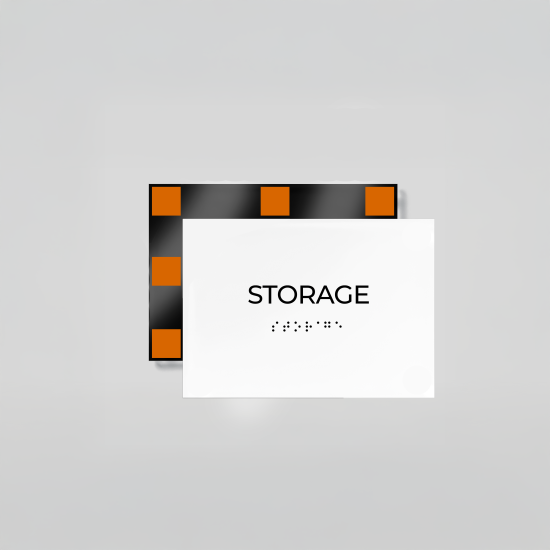 ADA Compliant Acrylic Storage Room Sign with Braille – Acrylic Door Plaque with Raised Lettering, Wall Mounted Accessible Business Sign with Silver Standoffs