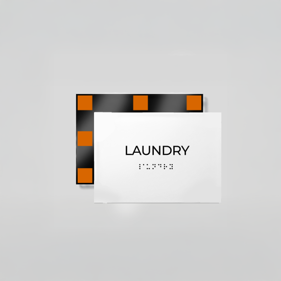 ADA Compliant Acrylic Laundry Room Sign with Braille – Acrylic Door Name Plate, Tactile Raised Lettering, Clear Wall Mounted Accessible Sign with Silver Standoffs for Homes, Apartments & Facilities