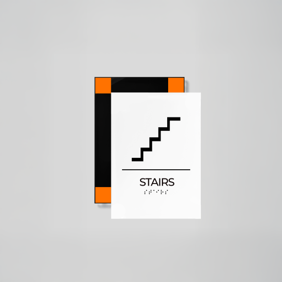 Stairs Sign with ADA Braille – Acrylic Stairway Signage, ADA Compliant Wall Sign, Tactile Lettering Accessibility, Modern Office and Building Stair Signage, Commercial Directional Plaque
