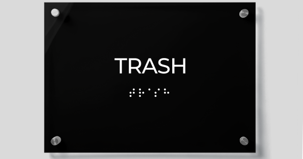 Trash Box Lettering ADA Compliant Acrylic Trash Room Sign with Braille – Acrylic Door ...